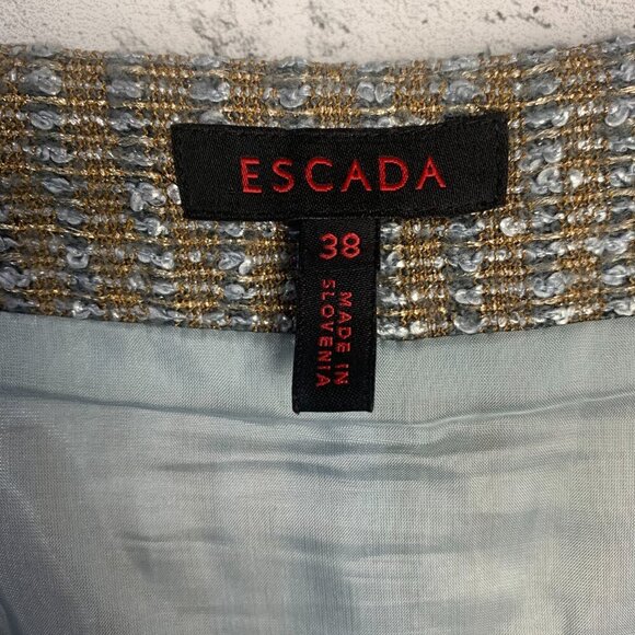 Escada Silk Wool Metallic Tweed Pencil Skirt - Picture 10 of 16